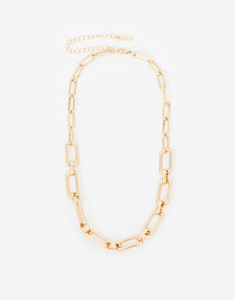 Collares Cortos Metal Collar Corto De Cadena Eslabones - Dorado