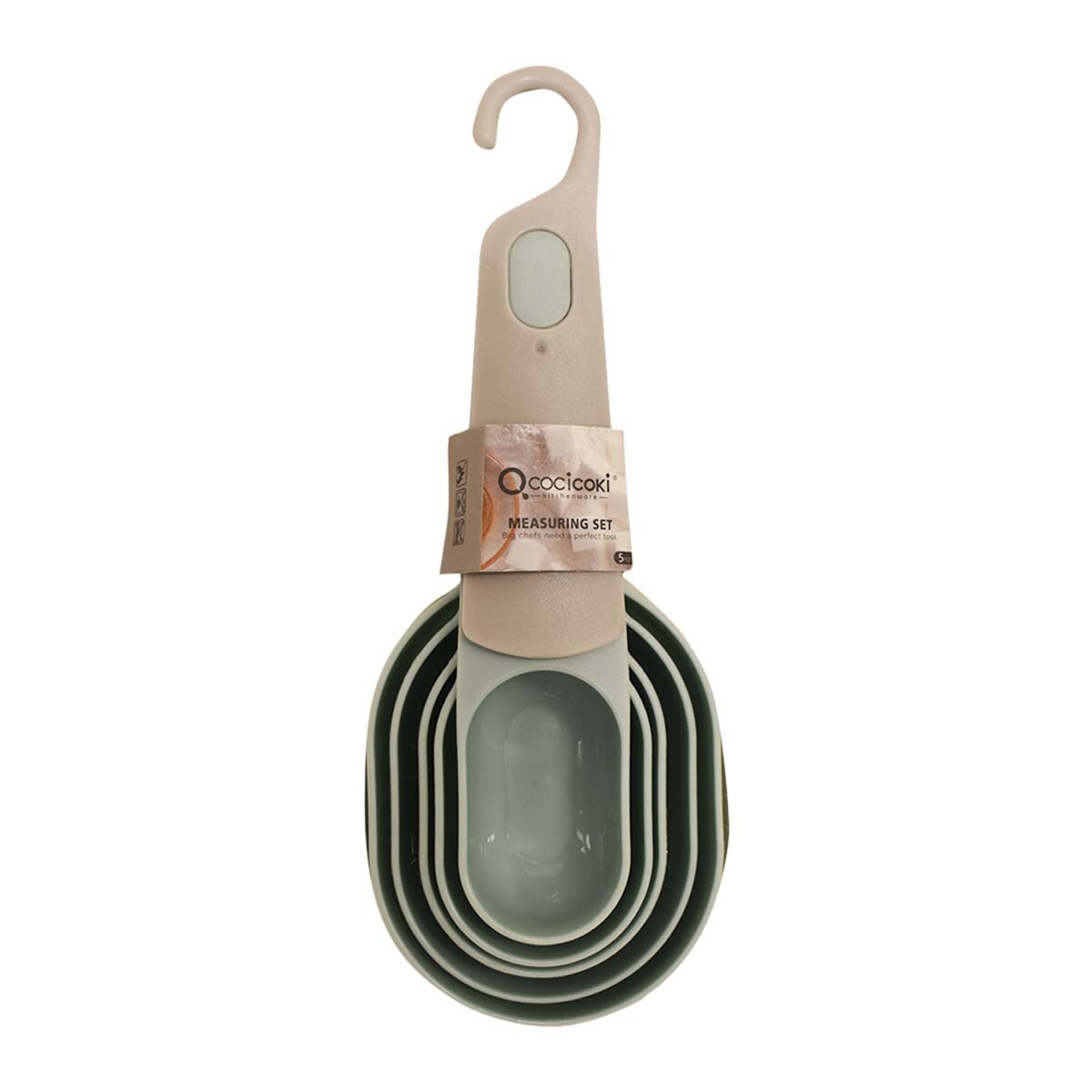 Kit 5 Cucharas Medidoras para Cocina en Varias Medidas - Verde 