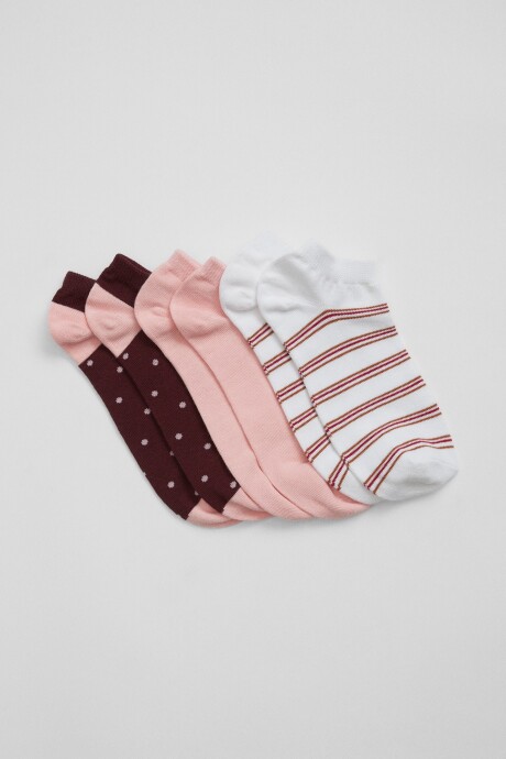 Medias Pack X 3 Cortas Mujer Purple Dot