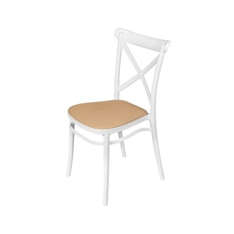 Silla Plats PP Simil Rattan Blanco/Beige