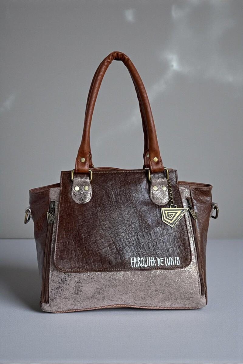 Cartera MILA Combinada Marrón Jaspeado 