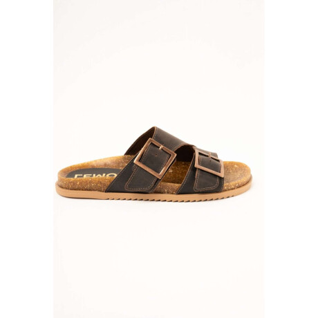 Sandalia De Doble Hebilla Chocolate