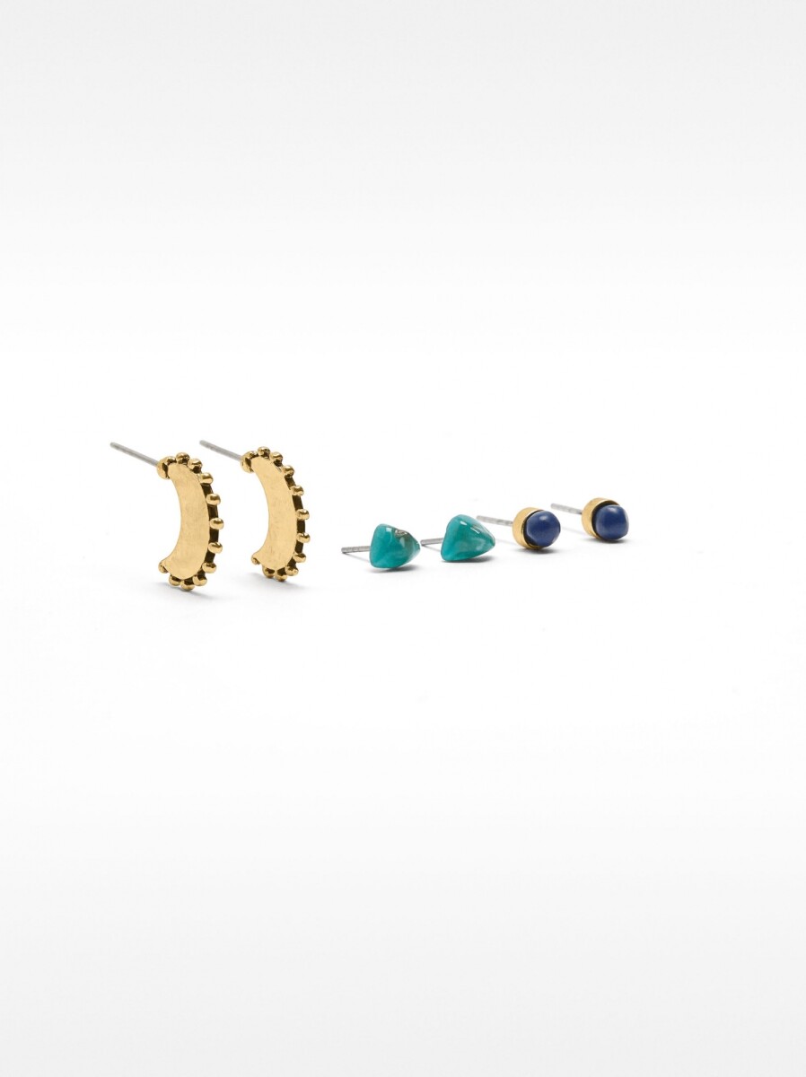 Set De Pendientes Con Piedras - multicolor 