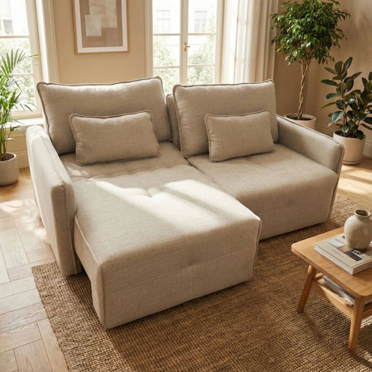 Sillón Cama Céline Beige 3 Cuerpos Extensible 