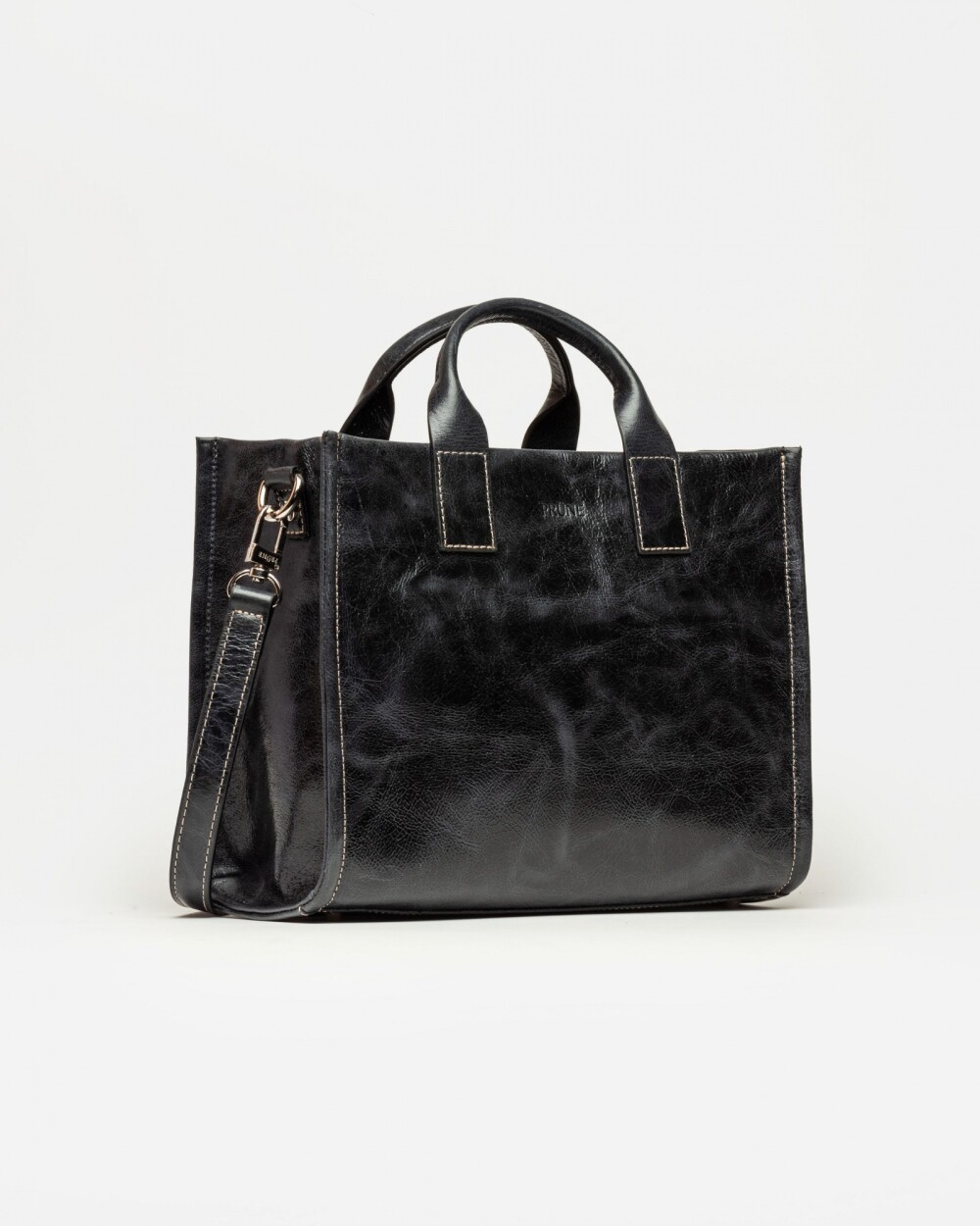 Cartera de mano Capri en cuero arrugado Negro