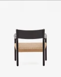 Butaca Yalia de madera maciza roble FSC 100% acabado negro y asiento de cuerda de papel