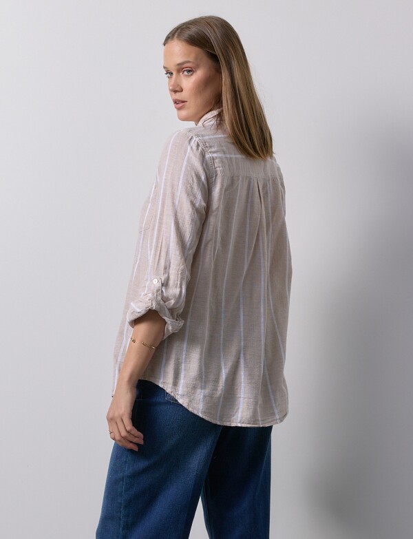 Camisa Lino BEIGE/MULTI
