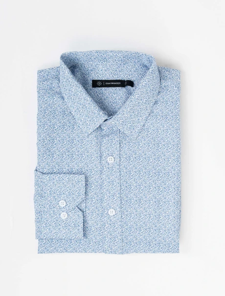 Camisa m/l estampada celeste