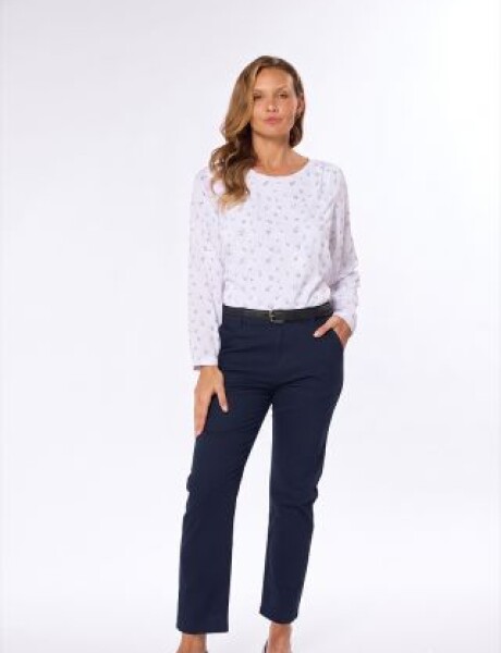 PANTALON RECTO DE GABARDINA Azul