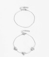Pulsera Flexible Set Metal Corazón Bañado En Oro Plateado