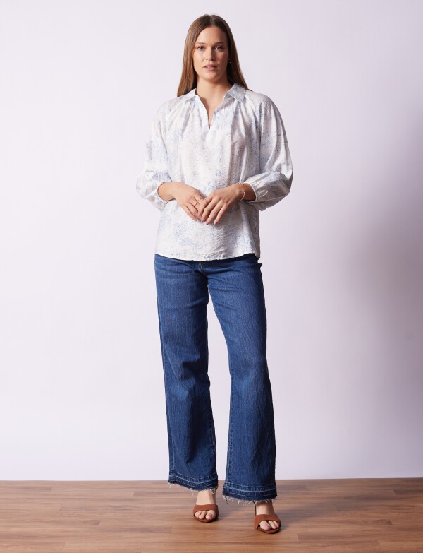 Blusa Algodón Print BLANCO/AZUL