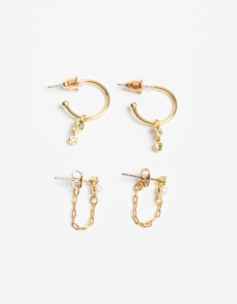 Aros Sets Cubic zirconia Set De Aros Con Cubic Zirconia - Dorado