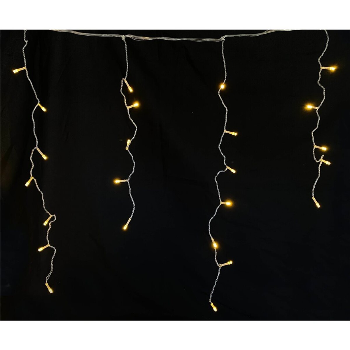 GUIA LUCES CORTINA 96 LED ICICLE FUNCION CALIDA 3.5 MT. X 50/70/50 CAIDA 