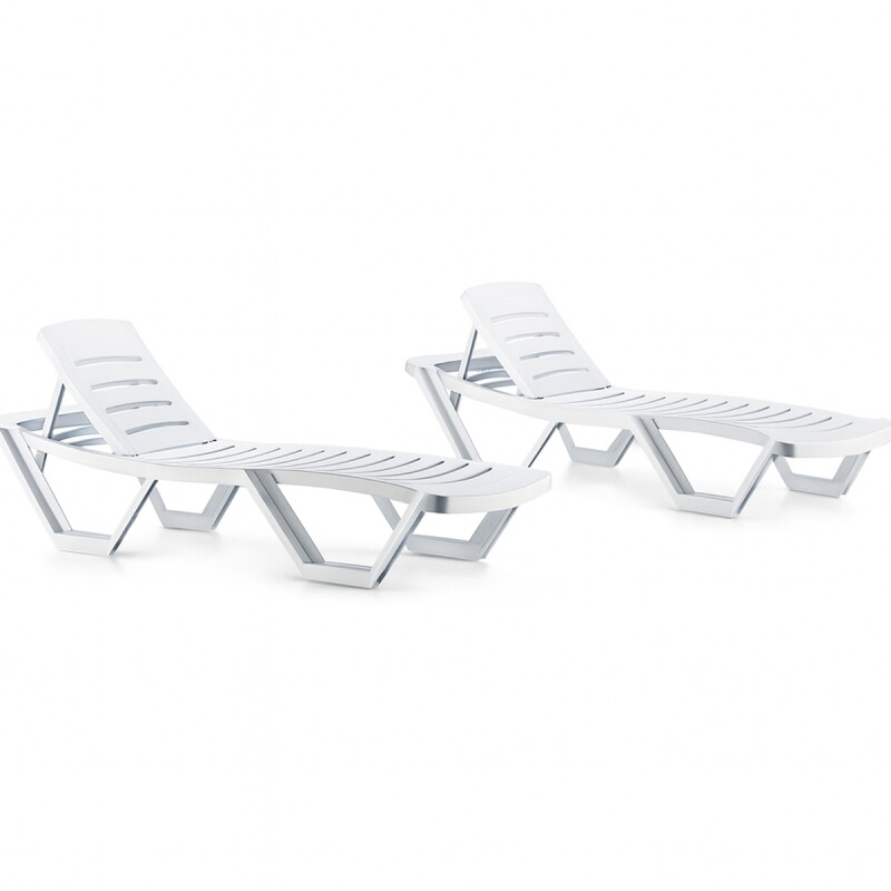Set x2 reposera sole para jardin con posiciones BLANCO