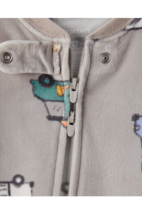 Pijama una pieza de micropolar, con pie, diseño camiones de comida Sin color