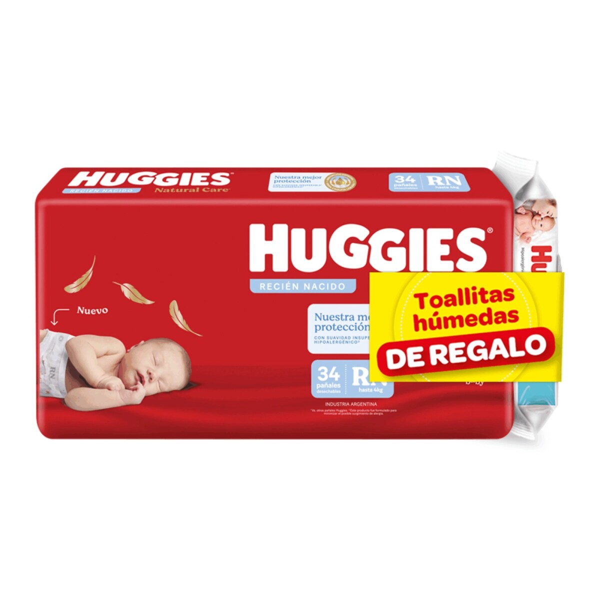 Pañales huggies RN x34 + toallitas 