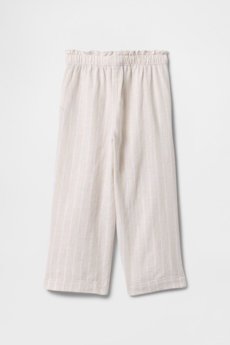 Pantalón De Lino Toddler Niña Beige Stripe