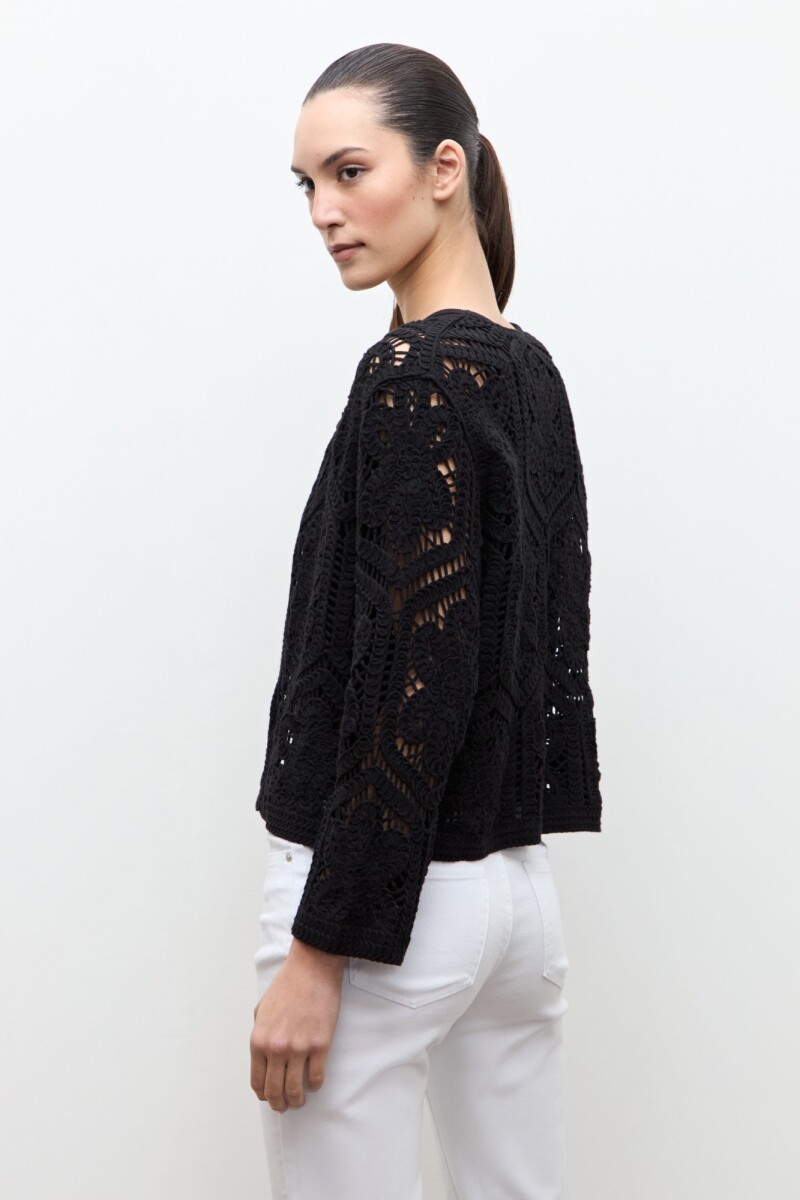Chaqueta tejida crochet negro