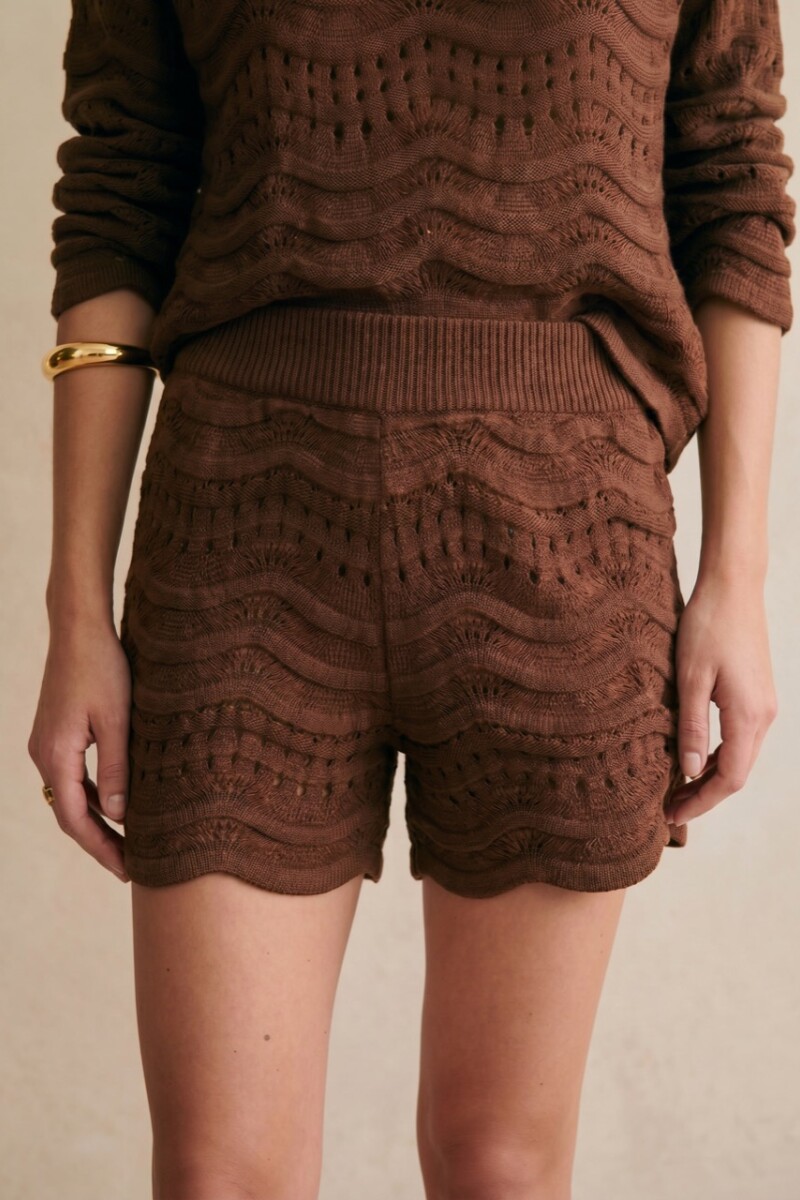 Short Tejido Texturado Chocolate