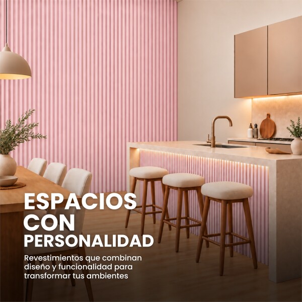 Pack x10 Wpc Simil Madera Wall Panel Lambrin 2.90x16.7 Rosa 1