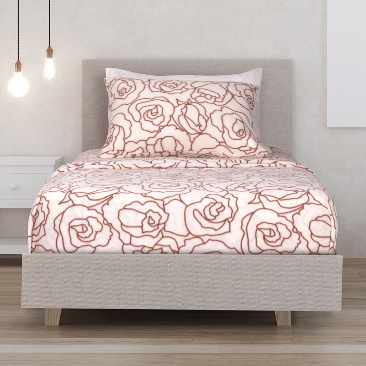 JUEGO DE SABANAS POLAR ROSAS - 1 PLAZA 