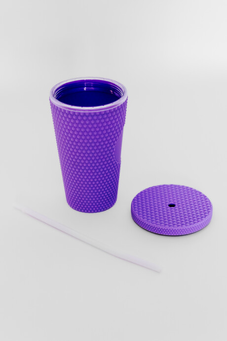 Vaso Con Tapa + Sorbito Beverly Violeta
