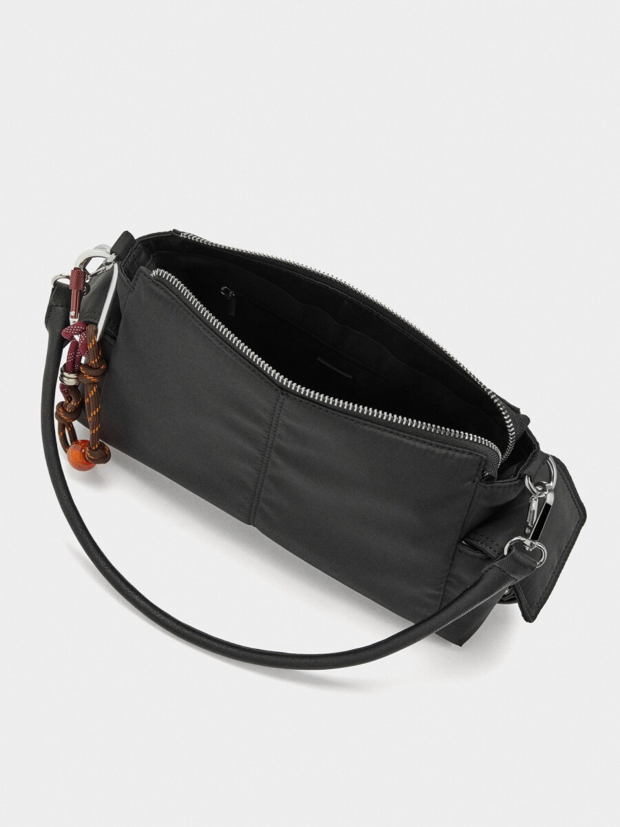 Bolso Bandolera De Nylon Con Colgante negro