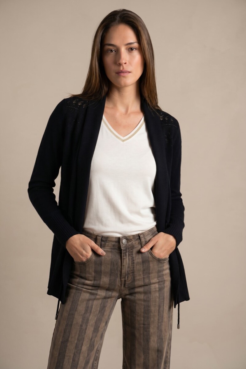 Cardigan C/solapa Algodón Elastano Negro