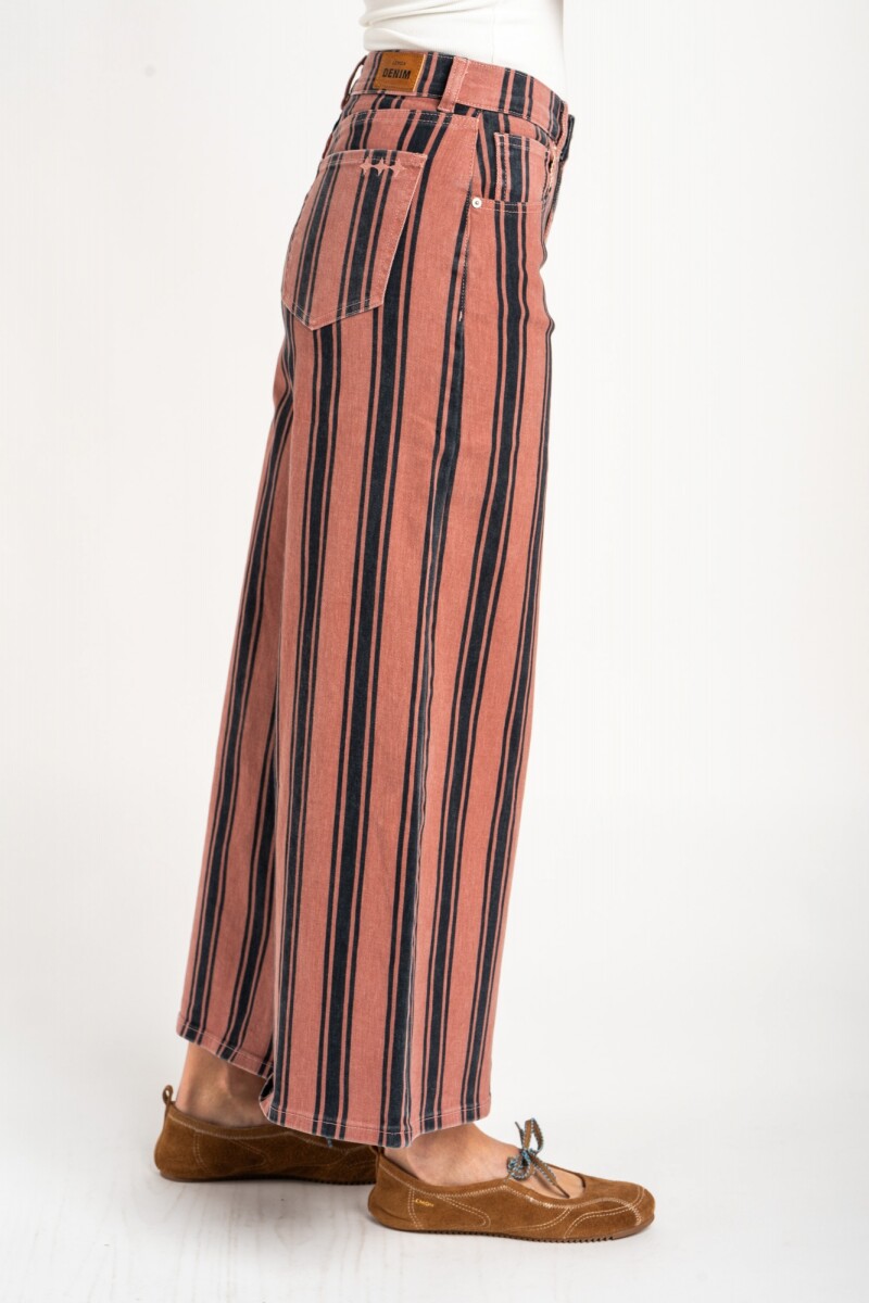 Jean Wide Leg Rayado Rosa