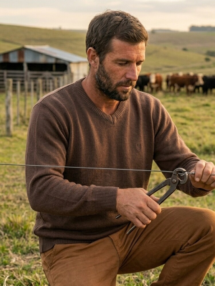 Sweater en V Marrón