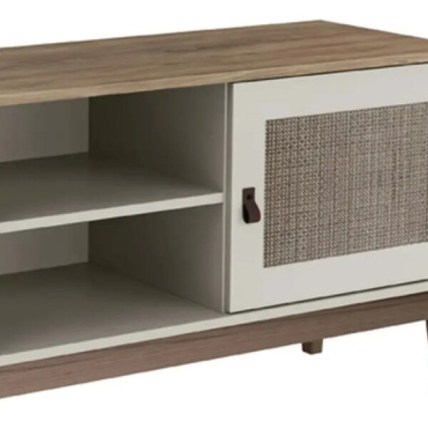 Rack ComboHome Tv 50'' Rattan 2 Puertas 1 Estante Nórdico Blanco 1