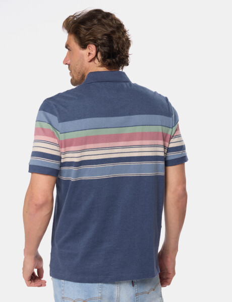 REMERA POLO RAYADA Azul