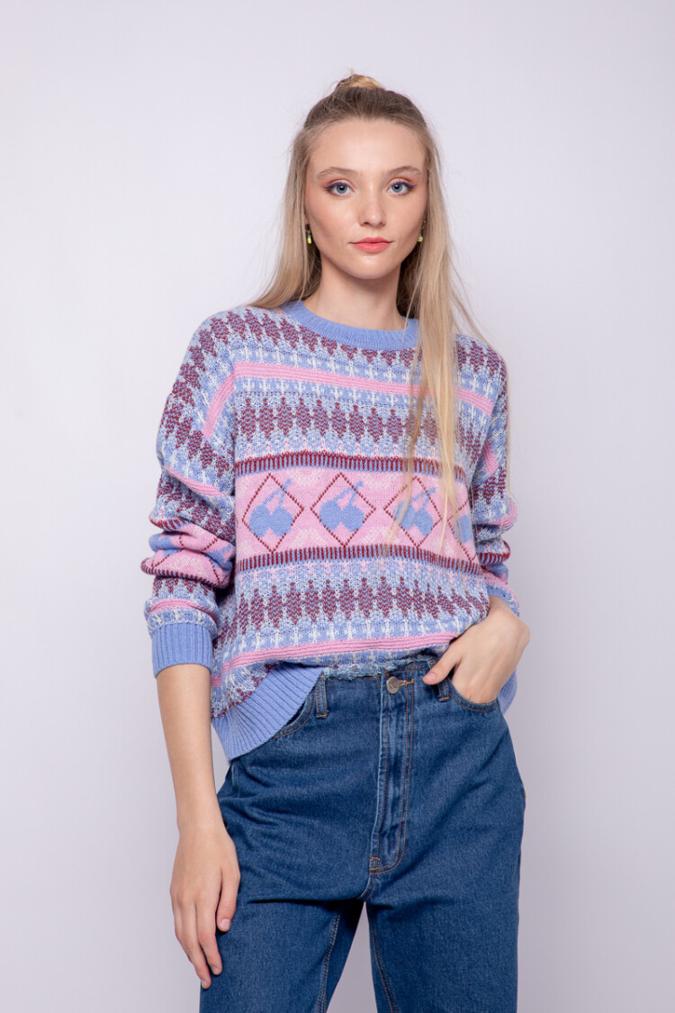 SWEATER CEREZA Celeste Cielo