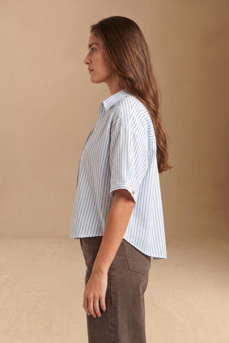 Blusa Rayada Celeste