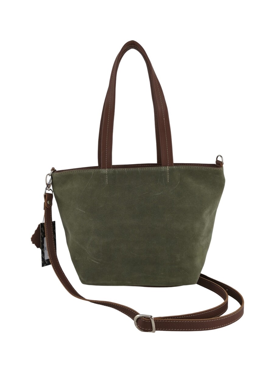 Cartera versátil de cuero y gamuza - Verde 