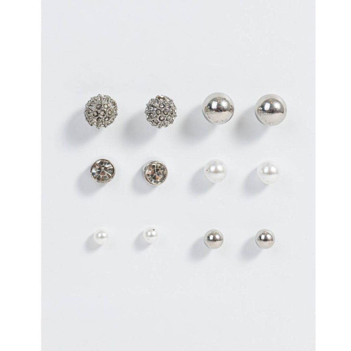 Set De Aros Con Strass - Plateado 