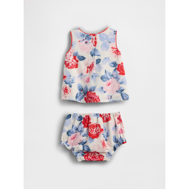 2PC G SL FLORAL ROSE LINEN SET SP SU25 RED BLUE ROSES