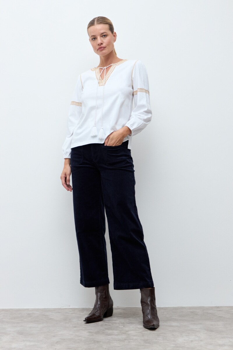 Remera boho bordada blanco