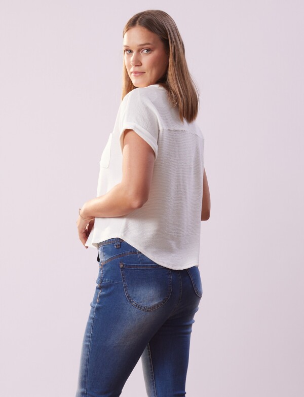 Remera Ribs Bolsillos CRUDO