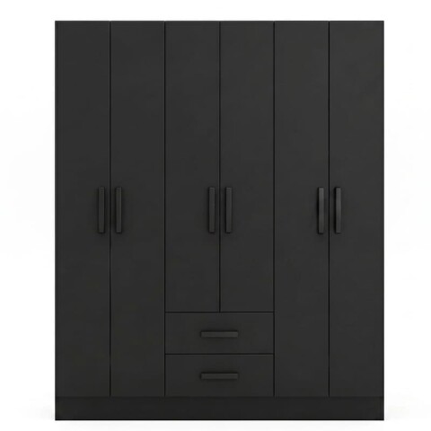 Ropero Placard 6 Puertas 2 Cajones Moderno Ancho 134 cm - Negro Ropero Placard 6 Puertas 2 Cajones Moderno Ancho 134 cm - Negro