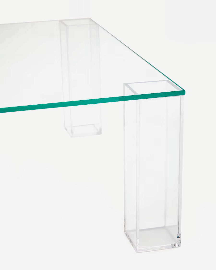 Mesa auxiliar Adularia de cristal templado transparente 85 x 85 cm