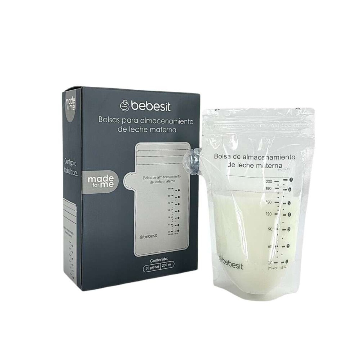 Set De 30 Bolsas De Almacenamiento De Leche Bebesit - 200 Ml 