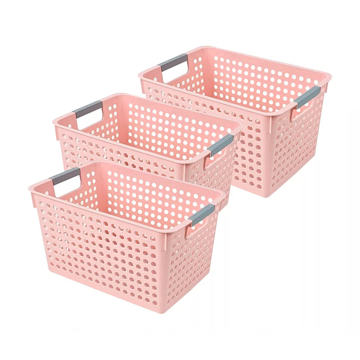 Set x3 Cesto calado M 31 x 21,5 x 17,5 cm - ROSADO 