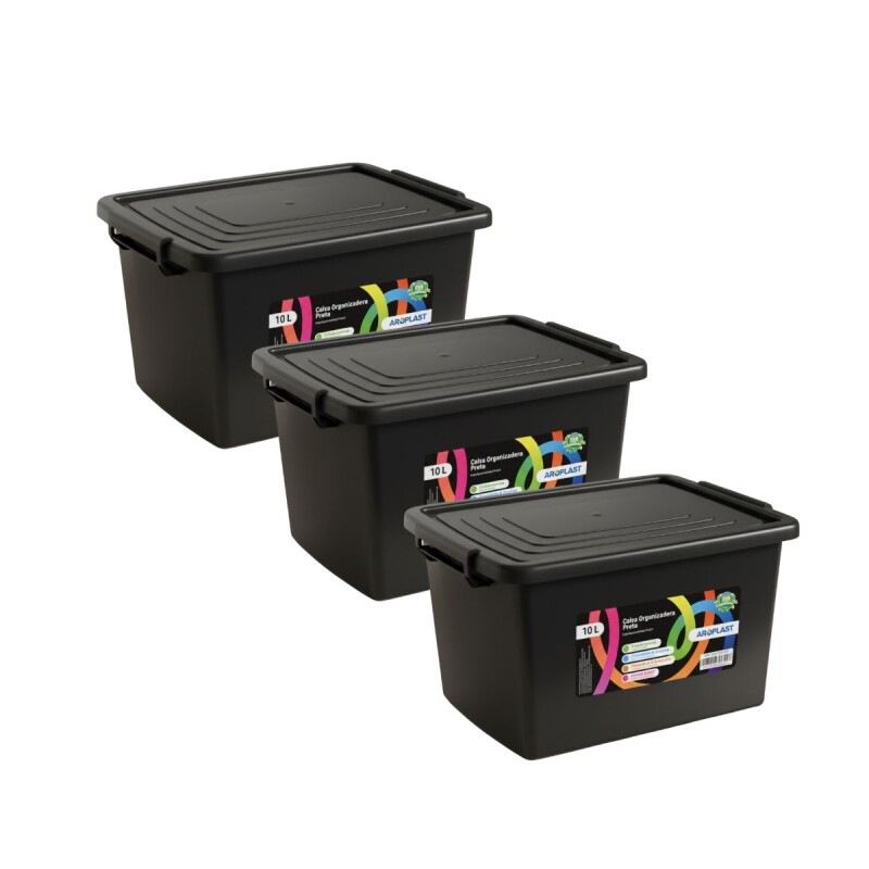 Set x3 Caja organizadora 10lts NEGRO