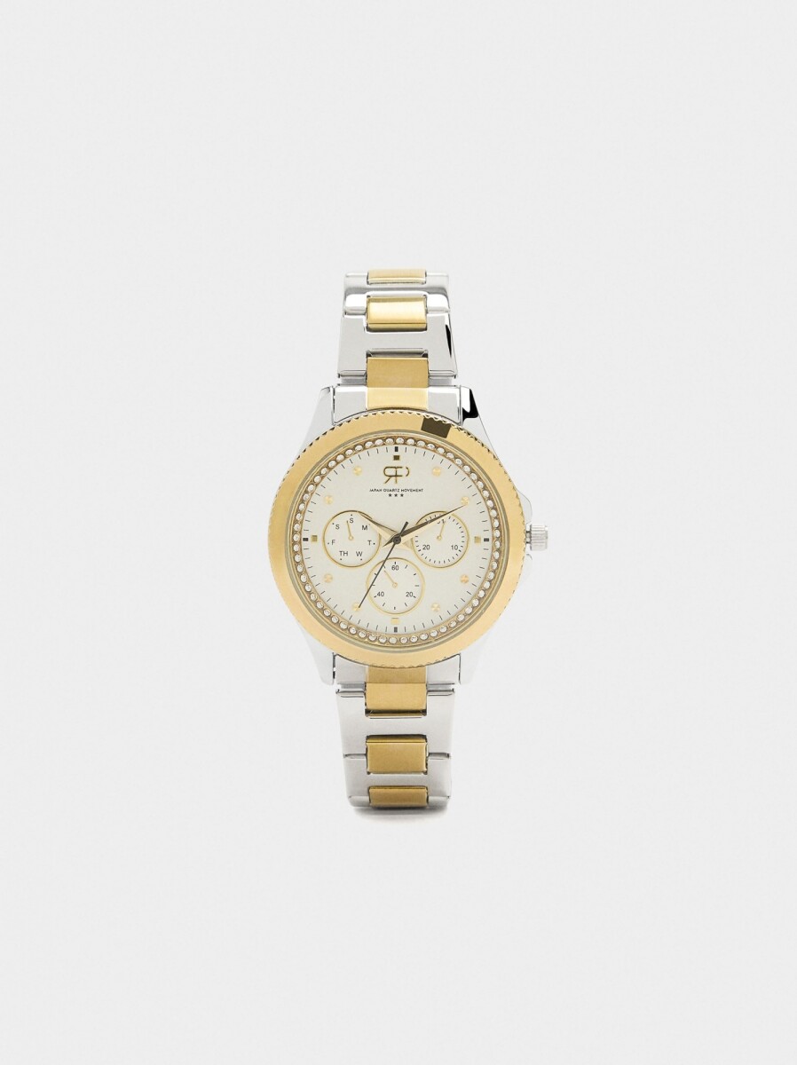 Reloj Bicolor Con Pulsera De Acero Inoxidable - bicolor 