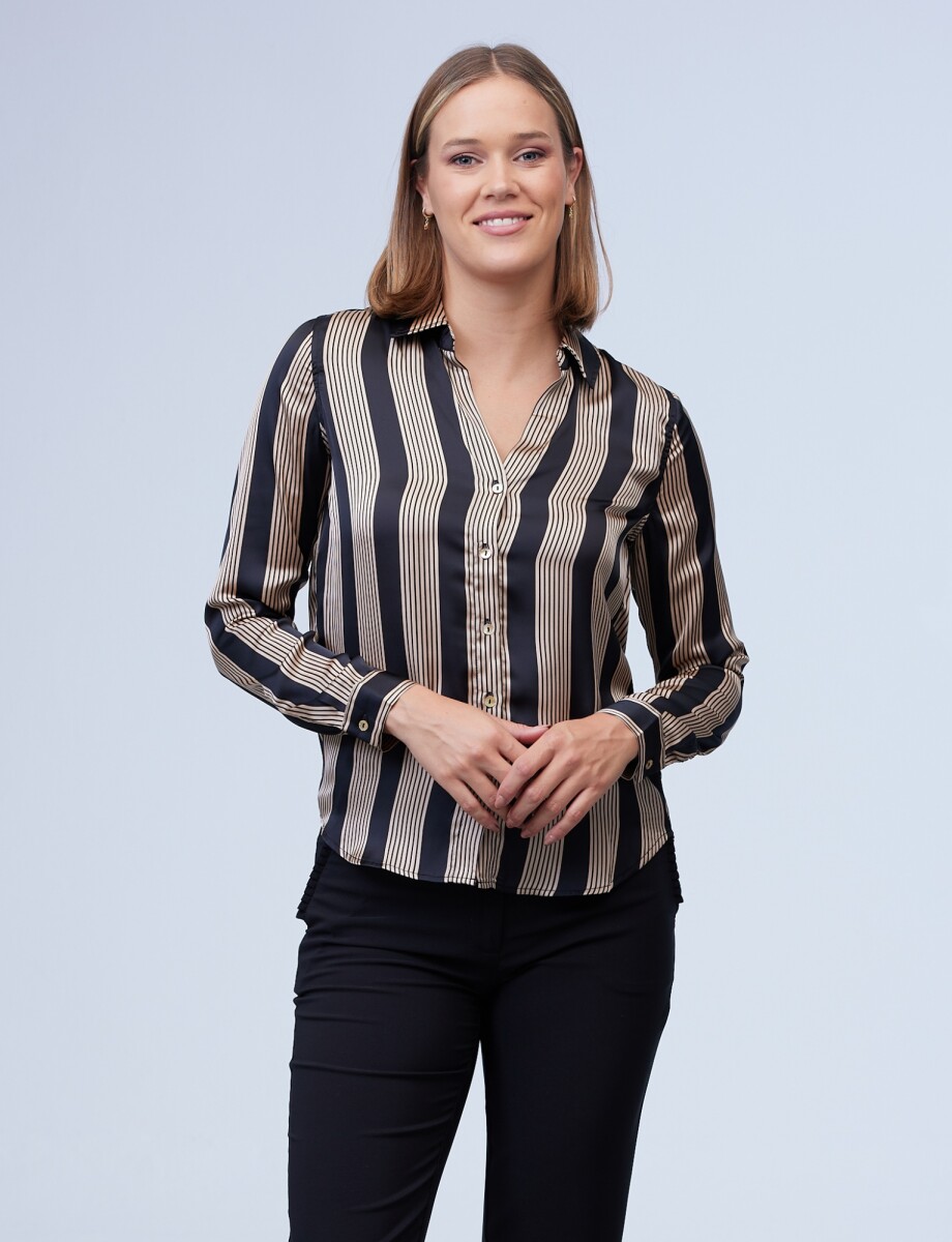 Camisa Saten - Negro/tostado 