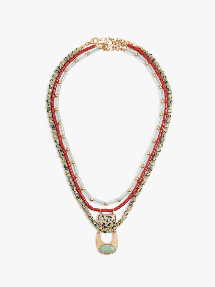 Set De Collares Con Cuentas De Piedras multicolor