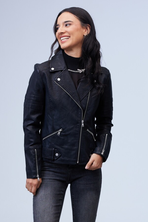 Camperita Eco Cuero Zip NEGRO