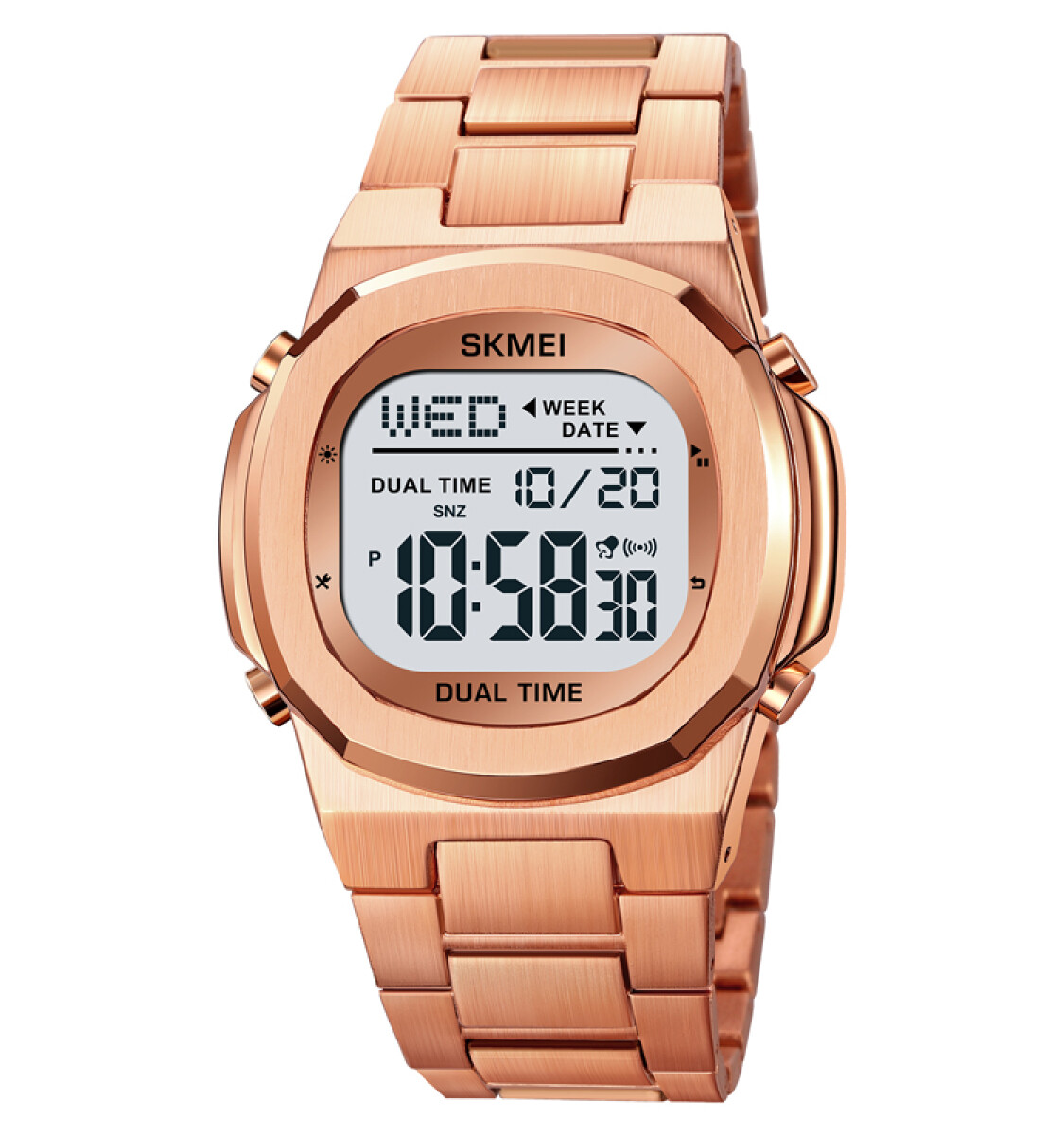 Reloj Skmei 2004RGWT Digital Unisex Oro Rosa con Pantalla Blanca - Rosé 