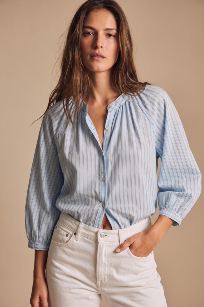 Blusa A Rayas Celeste